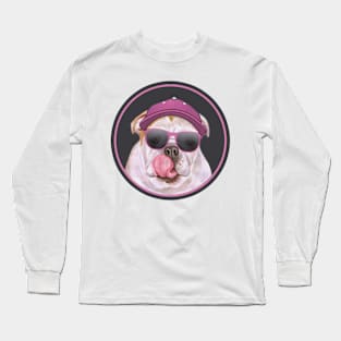 Cool Bulldog in Pink Shades! Especially for Bulldog owners! Long Sleeve T-Shirt